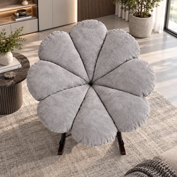 KL-2417A (4) The Attic FloraNest Rockinig Chair, Living room chair, bedroom modern chair, cozy & comfy chair Light Grey