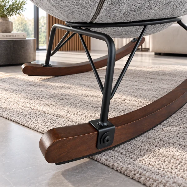 KL-2417A (6) The Attic FloraNest Rockinig Chair, Living room chair, bedroom modern chair, cozy & comfy chair Light Grey