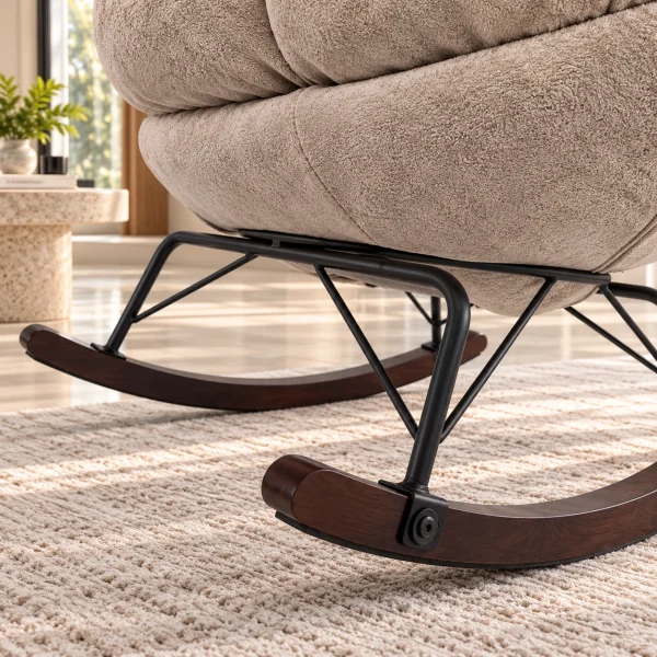KL-2417B (6) The Attic FloraNest Rocking Chair, Living room chair, bedroom modern chair, cozy & comfy chair Beige