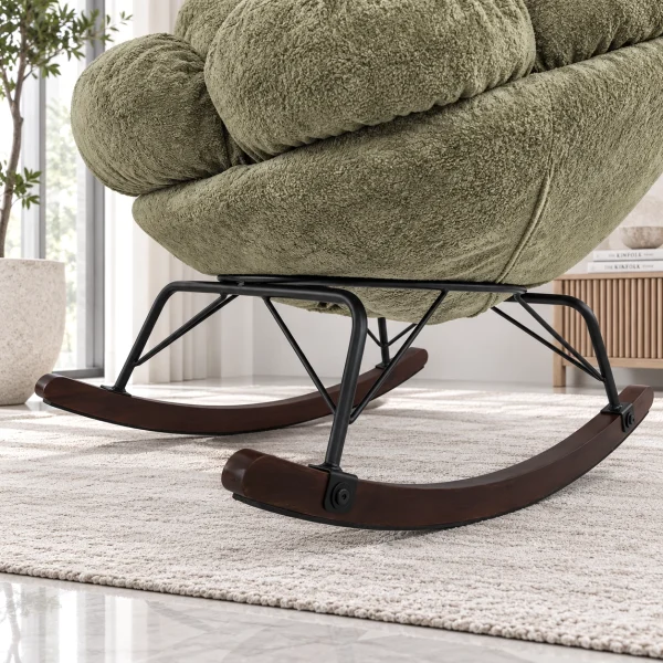 The Attic FloraNest Rocking Chair, Living room chair, bedroom modern chair, cozy & comfy chair Pastel Olive