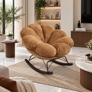 The Attic FloraNest Rocking Chair, Living room chair, bedroom modern chair, cozy & comfy chair Biscotti