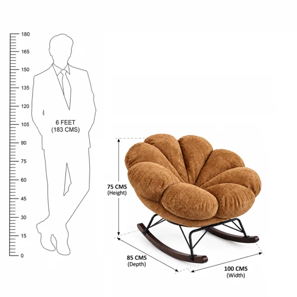 The Attic FloraNest Rocking Chair, Living room chair, bedroom modern chair, cozy & comfy chair Biscotti