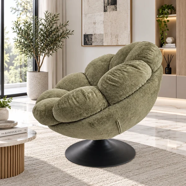 The Attic FloraNest Lounge Chair, Living room chair, bedroom modern chair, cozy & comfy chair Pastel Olive