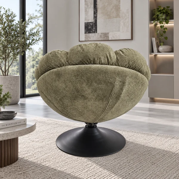 The Attic FloraNest Lounge Chair, Living room chair, bedroom modern chair, cozy & comfy chair Pastel Olive