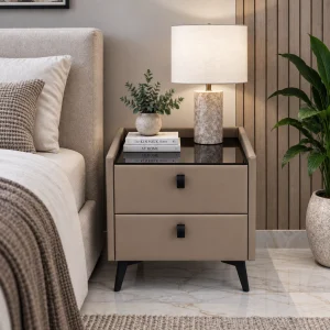 The Attic Verona Bedside Table, bedroomtable, night stand table, upholstered premium table (Copy)