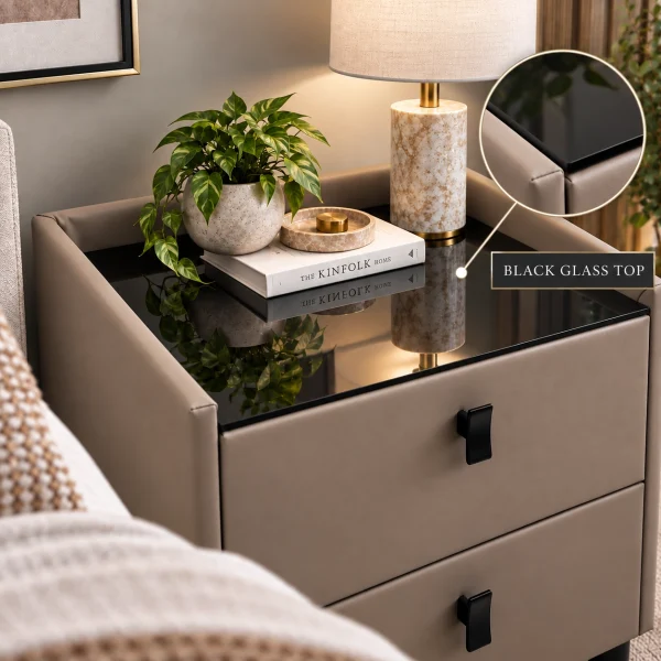 KL-2483B (7) The Attic Verona Bedside Table, bedroomtable, night stand table, upholstered premium table (Copy)
