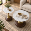 The Attic Marbre Noir Coffee Table, Coffee Table for Living Room, marble inspired with glass top, White & Black Finish
