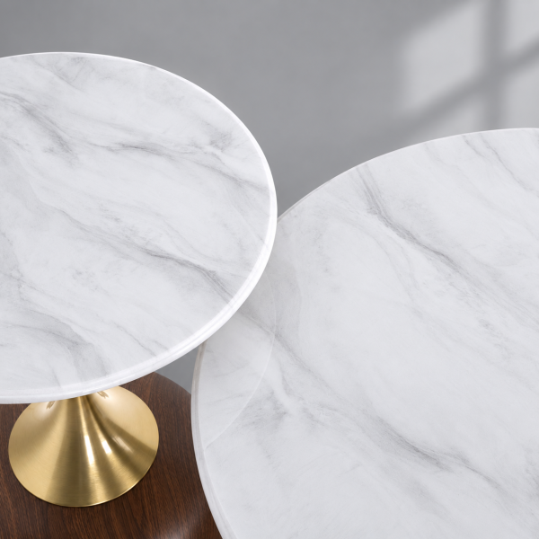 The Attic Marbre Noir Coffee Table, Coffee Table for Living Room, marble inspired with glass top, White & Black Finish