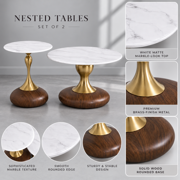 The Attic Marbre Noir Coffee Table, Coffee Table for Living Room, marble inspired with glass top, White & Black Finish