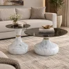 KL-2640 (1) The Attic Marbre Noir Coffee Table, Coffee Table for Living Room, marble inspired with glass top, White & Black Finish