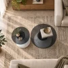 KL-2640 (3) The Attic Marbre Noir Coffee Table, Coffee Table for Living Room, marble inspired with glass top, White & Black Finish
