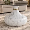 KL-2640 (4) The Attic Marbre Noir Coffee Table, Coffee Table for Living Room, marble inspired with glass top, White & Black Finish