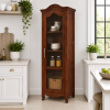 The Attic Catania Kitchen Cabinet, Multipurpose Cabinet For Bedroom Living room study bar, Solid Wood Bookshelf/Kitchen Cabinet, Solid Mango Wood, Honey Finish Glass