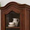 The Attic Catania Kitchen Cabinet, Multipurpose Cabinet For Bedroom Living room study bar, Solid Wood Bookshelf/Kitchen Cabinet, Solid Mango Wood, Honey Finish Glass