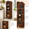 The Attic Catania Kitchen Cabinet, Multipurpose Cabinet For Bedroom Living room study bar, Solid Wood Bookshelf/Kitchen Cabinet, Solid Mango Wood, Honey Finish Glass