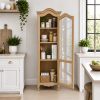 The Attic Catania Kitchen Cabinet, Multipurpose Cabinet For Bedroom Living room study bar, Solid Wood Bookshelf/Kitchen Cabinet, Solid Mango Wood, Natural Finish Glass