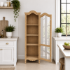 The Attic Catania Kitchen Cabinet, Multipurpose Cabinet For Bedroom Living room study bar, Solid Wood Bookshelf/Kitchen Cabinet, Solid Mango Wood, Natural Finish Glass