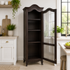 KL-3001WG (6) The Attic Catania Kitchen Cabinet, Multipurpose Cabinet For Bedroom Living room study bar, Solid Wood Bookshelf/Kitchen Cabinet, Solid Mango Wood, Walnut Finish Glass
