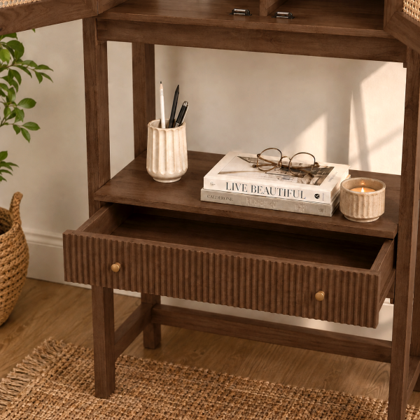 The Attic Regent Study Table, Computer Table, Study Table for Students, Office Table, Computer Table for Home, Solid Mango wood Cane Study Table, Provinicial Teak