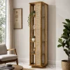 KL-3014SC (1) The Attic Mira Cane Rattan Bookshelf, Multipurpose for Living room Bed room Study, Solid Wood, Light Teak Finish