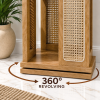 KL-3014SC (3) The Attic Mira Cane Rattan Bookshelf, Multipurpose for Living room Bed room Study, Solid Wood, Light Teak Finish