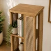 KL-3014SC (4) The Attic Mira Cane Rattan Bookshelf, Multipurpose for Living room Bed room Study, Solid Wood, Light Teak Finish