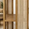 KL-3014SC (5) The Attic Mira Cane Rattan Bookshelf, Multipurpose for Living room Bed room Study, Solid Wood, Light Teak Finish