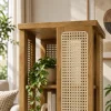 KL-3014SC (6) The Attic Mira Cane Rattan Bookshelf, Multipurpose for Living room Bed room Study, Solid Wood, Light Teak Finish