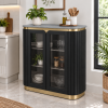 The Attic Carlston Kitchen Cabinet, Multipurpose Cabinet For Bedroom Living room study bar, Solid Wood Bookshelf/Kitchen Cabinet, Solid Mango Wood, Black Color