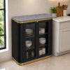 The Attic Carlston Kitchen Cabinet, Multipurpose Cabinet For Bedroom Living room study bar, Solid Wood Bookshelf/Kitchen Cabinet, Solid Mango Wood, Black Color