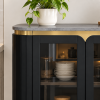 The Attic Carlston Kitchen Cabinet, Multipurpose Cabinet For Bedroom Living room study bar, Solid Wood Bookshelf/Kitchen Cabinet, Solid Mango Wood, Black Color