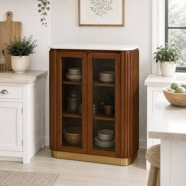 KL-3016T (2) The Attic Carlston Kitchen Cabinet, Multipurpose Cabinet For Bedroom Living room study bar, Solid Wood Bookshelf/Kitchen Cabinet, Solid Mango Wood, Provincial teak Finish
