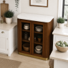 KL-3016T (4) The Attic Carlston Kitchen Cabinet, Multipurpose Cabinet For Bedroom Living room study bar, Solid Wood Bookshelf/Kitchen Cabinet, Solid Mango Wood, Provincial teak Finish