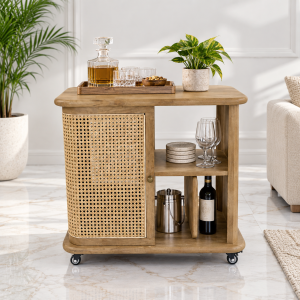 The Attic Provence Bar Trolley, Trolley Table for Living Room, Solid Wood Trolley, Modern Trolley