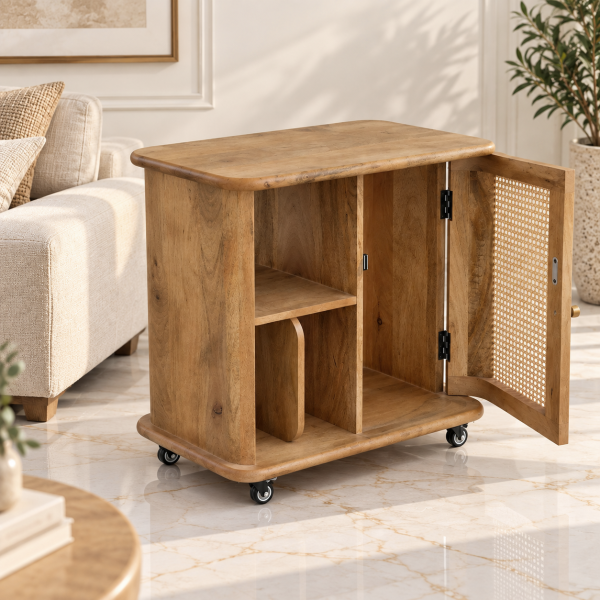 KL-3022S (4) The Attic Provence Bar Trolley, Trolley Table for Living Room, Solid Wood Trolley, Modern Trolley