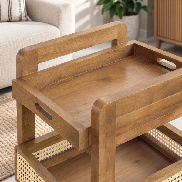 KL-3023SC (6) The Attic Nordic Bar Trolley, Trolley Table for Living Room, Solid Wood Trolley, Modern Trolley