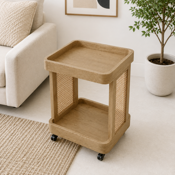 The Attic Lorenzo Bar Trolley, Trolley Table for Living Room, Solid Wood Trolley, Modern Trolley