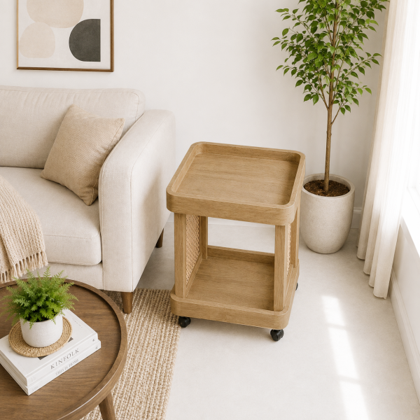 The Attic Lorenzo Bar Trolley, Trolley Table for Living Room, Solid Wood Trolley, Modern Trolley