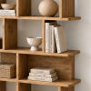 KL-3027S (5) The Attic Arden Bookshelf, Multipurpose for Living room Bed room Study Kitchen, Solid Mango Wood, partition shelf, Light Teak Finish