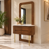 The Attic Carlston Dressing Table For Bedroom, Solid Wood, Teak Finish