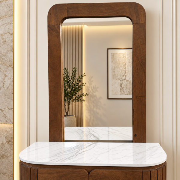 The Attic Carlston Dressing Table For Bedroom, Solid Wood, Teak Finish