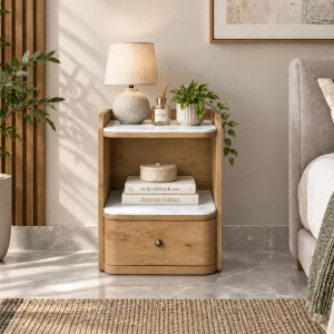 The Attic Solid Wood Liora Nightstand with 1 Drawer
