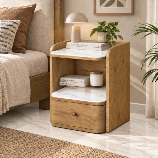 KL-3030S (2) The Attic Solid Wood Liora Nightstand with 1 Drawer