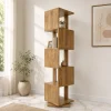 The Attic Solid Wood Madera Revolve Bookshelf, Multipurpose for Living room Bed room Study, Solid Wood, Light Teak Finish