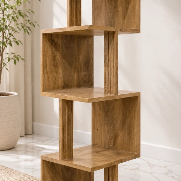 The Attic Solid Wood Madera Revolve Bookshelf, Multipurpose for Living room Bed room Study, Solid Wood, Light Teak Finish