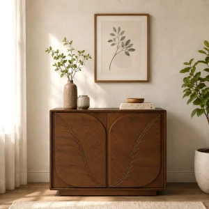The Attic 2 Door Carlston Sideboard,Multipurpose Cabinet for Kitchen and Living Room Storage,Classy Sideboard,Solid Mango Wood,Provential Teak Matte Finish