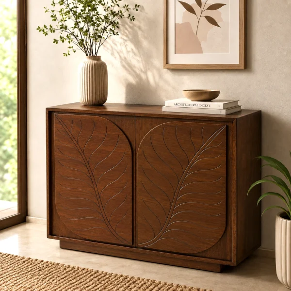 KL-3034T (2) The Attic 2 Door Carlston Sideboard,Multipurpose Cabinet for Kitchen and Living Room Storage,Classy Sideboard,Solid Mango Wood,Provential Teak Matte Finish