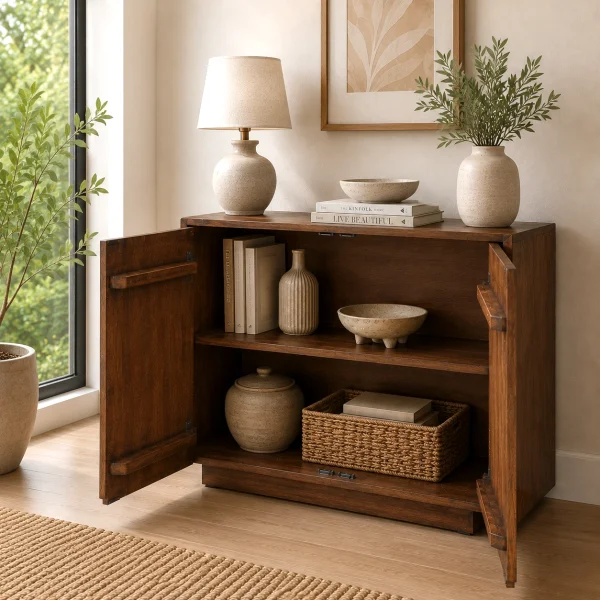 KL-3034T (3) The Attic 2 Door Carlston Sideboard,Multipurpose Cabinet for Kitchen and Living Room Storage,Classy Sideboard,Solid Mango Wood,Provential Teak Matte Finish