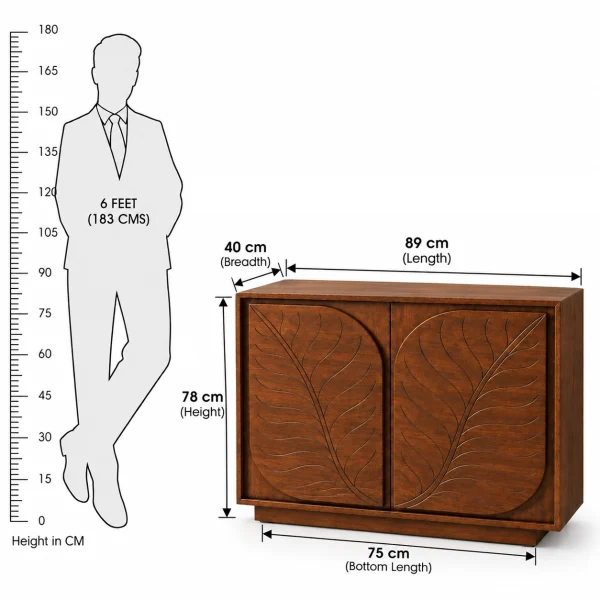 KL-3034T (7) The Attic 2 Door Carlston Sideboard,Multipurpose Cabinet for Kitchen and Living Room Storage,Classy Sideboard,Solid Mango Wood,Provential Teak Matte Finish