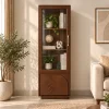 KL-3037TG (1) The Attic Sculpted Leaf Kitchen Cabinet Multipurpose Cabinet For Bedroom Living room study bar, Solid Wood Bookshelf/Kitchen Cabinet, Provential teak Finish